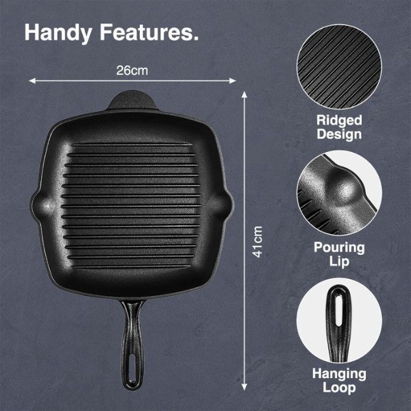 VonShef seasoned cast iron griddle pan, imported from the UK
