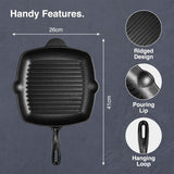 VonShef seasoned cast iron griddle pan, imported from the UK