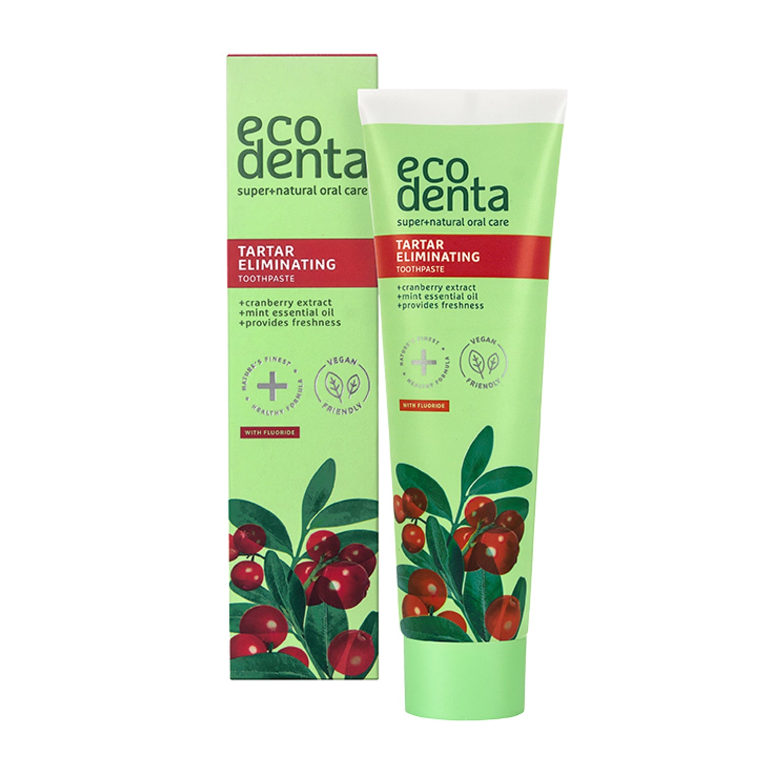 Ecodenta tartar-eliminating toothpaste with cranberry extract 100ml, imported from the UK