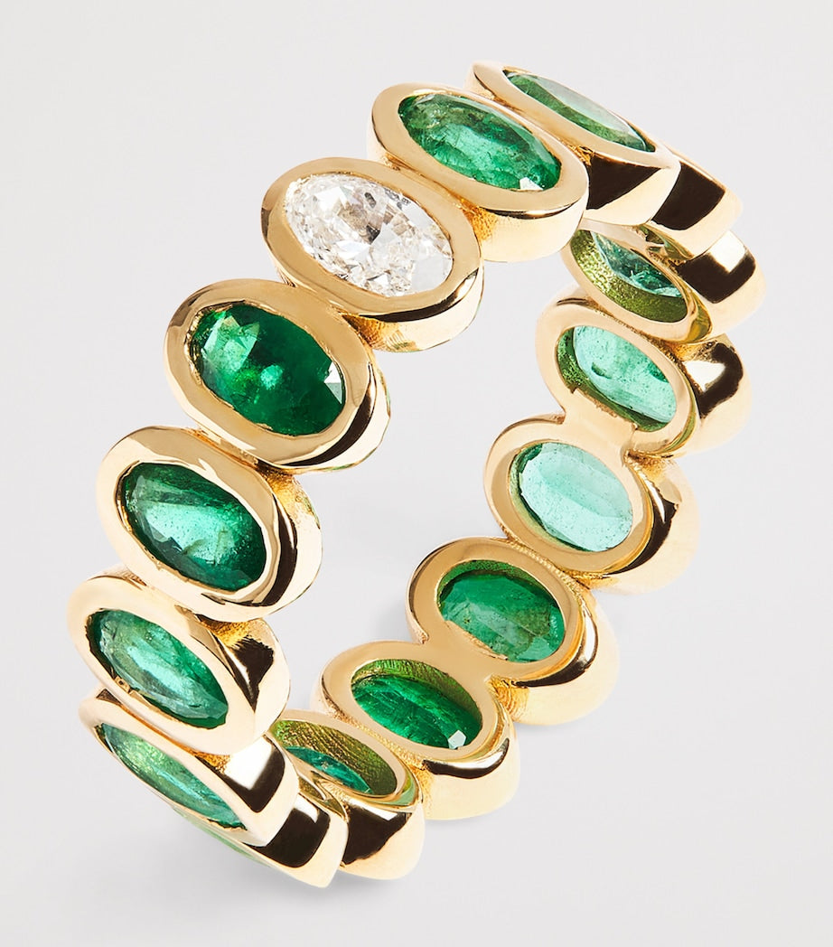 SHAY yellow gold diamond and emerald eternity ring (British brand)