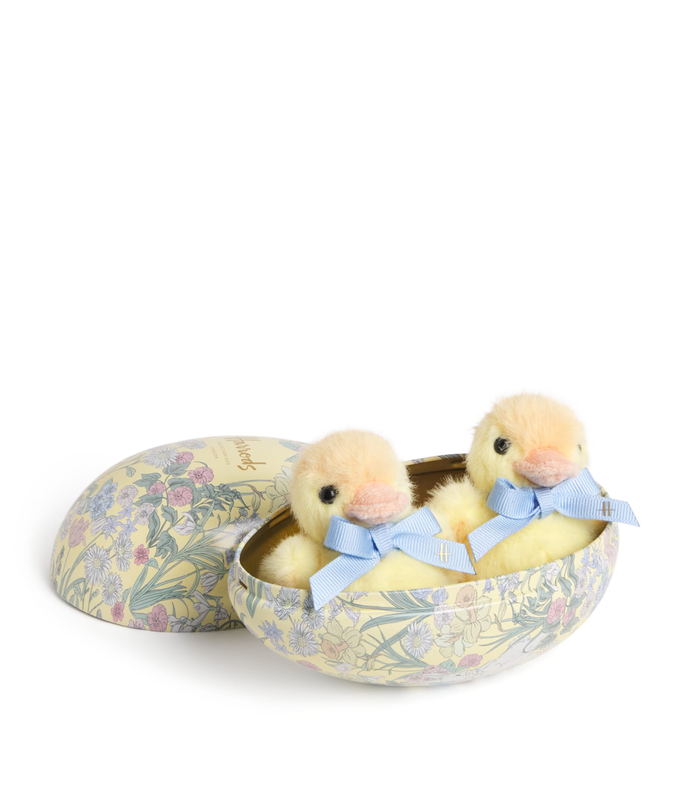 Harrods plush chicks in a tin egg soft toy, UK version