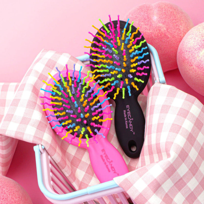 EYECANDY mini hairbrush black with mirror, UK version