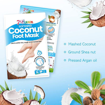 Masque Pieds Hydratant 7th Heaven à la noix de coco pour pieds secs