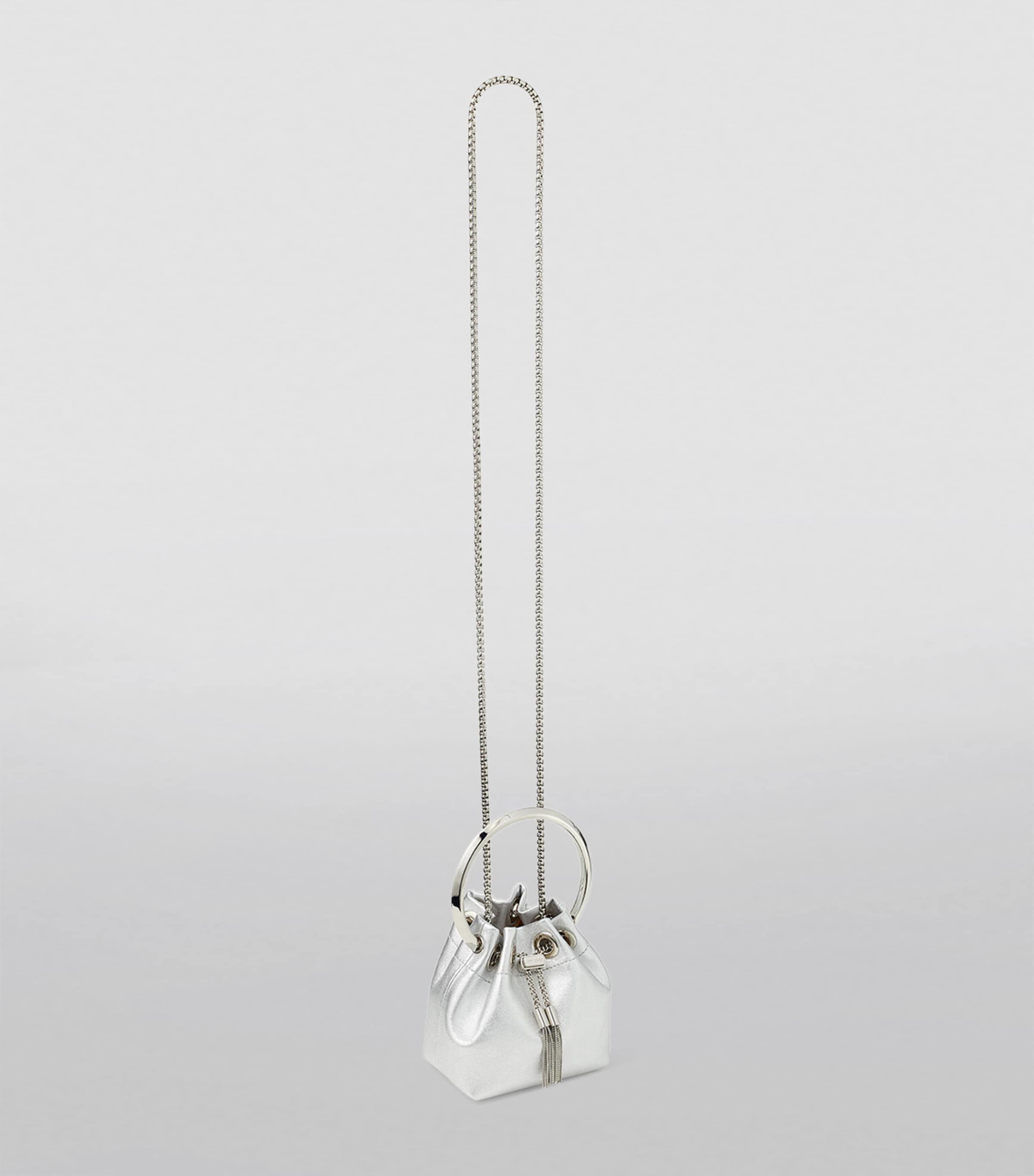 Jimmy Choo Micro Bon Bon top-handle bag silver leather (British brand)
