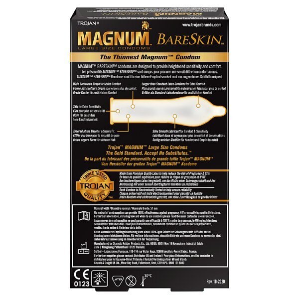 Magnum Large Size Condoms By Trojan Bareskin Condoms 10Ct