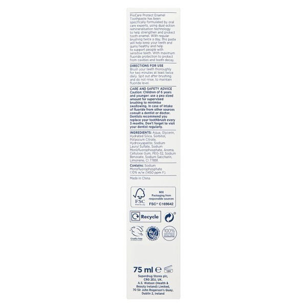 Superdrug ProCare Enamel Protect Toothpaste 75ml GOODS Superdrug   