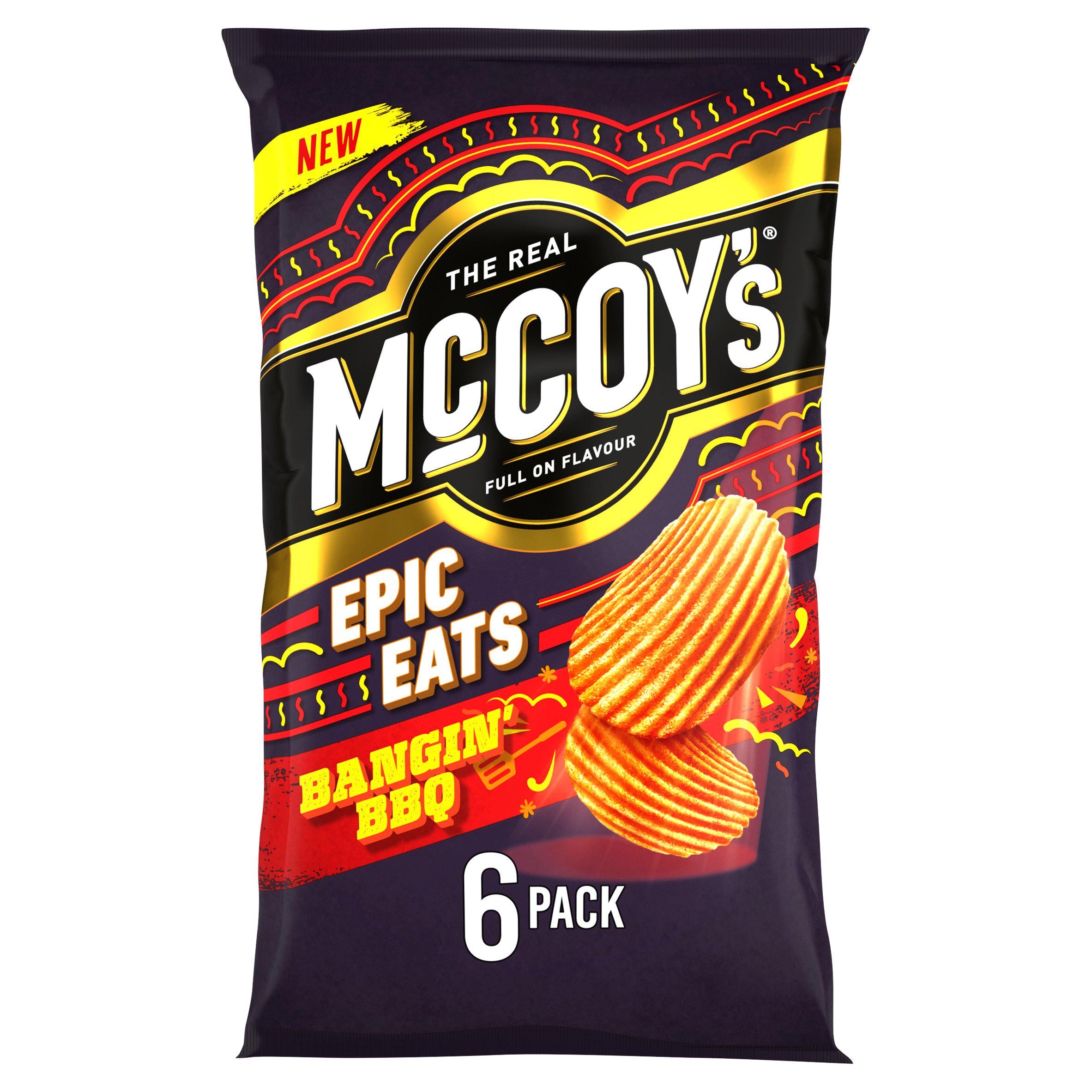 McCoy's Bangin' BBQ Potato Crisps x6 25g GOODS Sainsburys   