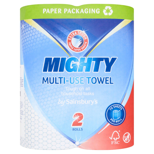 Sainsbury's Mighty Multi-Use Towel 2 Rolls essentials Sainsburys   