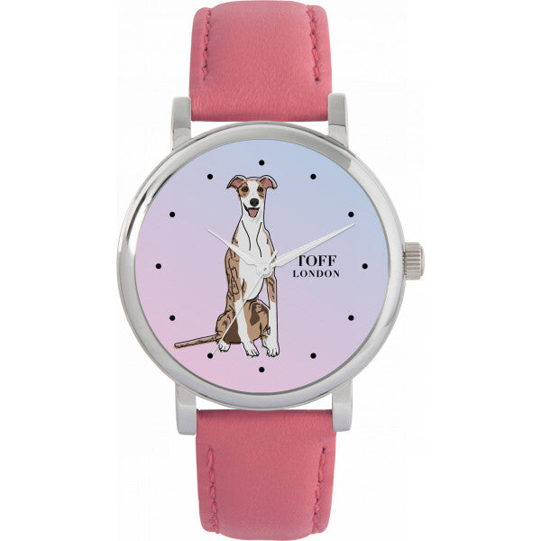 Toff London Whippet Dog Watch striped beige leather 38mm (British brand)