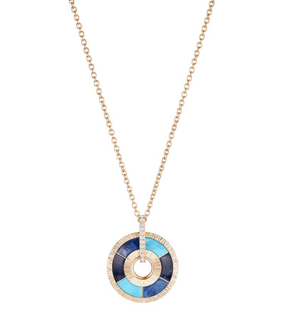 Harrods Piaget Possession Rose Gold Diamond Turquoise Sodalite Dumortierite Pendant Necklace- Buy online at McGrocer
