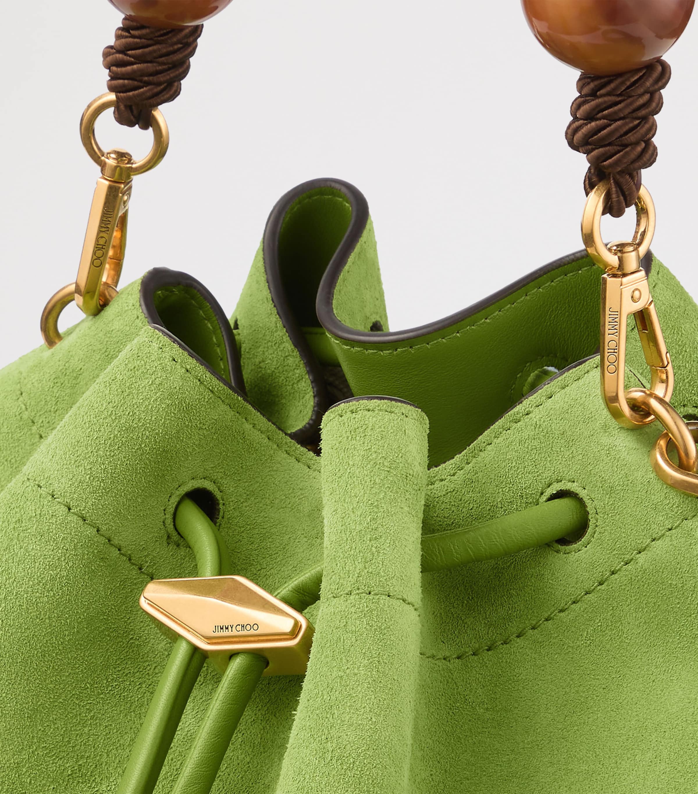 Jimmy Choo medium suede Cinch beaded bucket bag, UK version