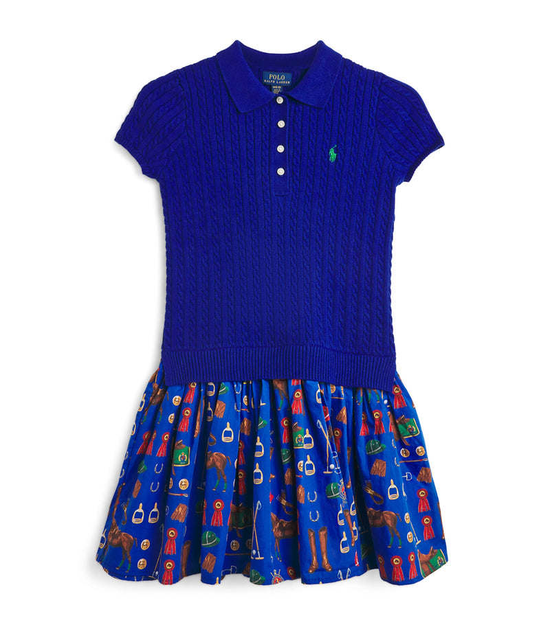 Ralph Lauren Kids Cotton Printed Mini-Cable Dress 7-14 Years, imported from the UK