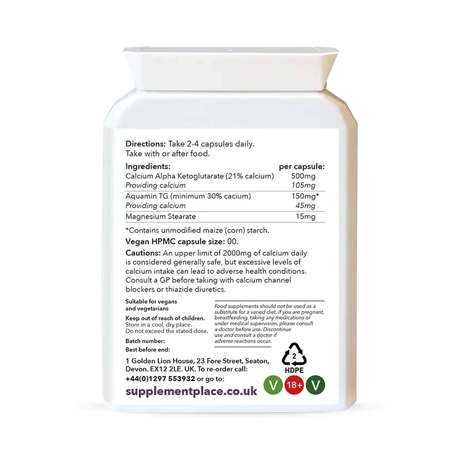 Supplement Place Calcium AKG 500mg 60 capsules, UK version