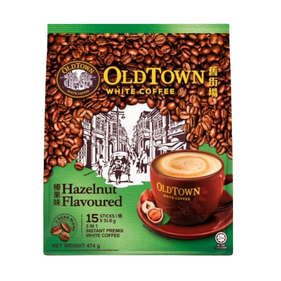 Old Town hazelnut white coffee 3 in 1 sachets - British product