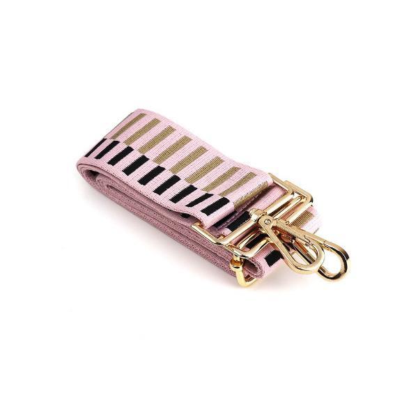 POM Pale Pink Offset Stripe adjustable wide bag strap - British product