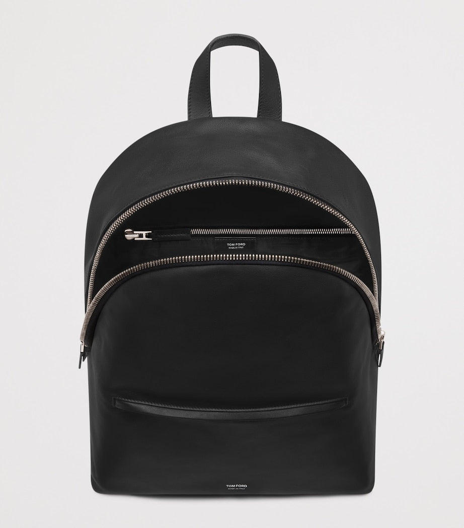 Tom Ford leather backpack in smooth calfskin with silver-tone hardware (British brand)