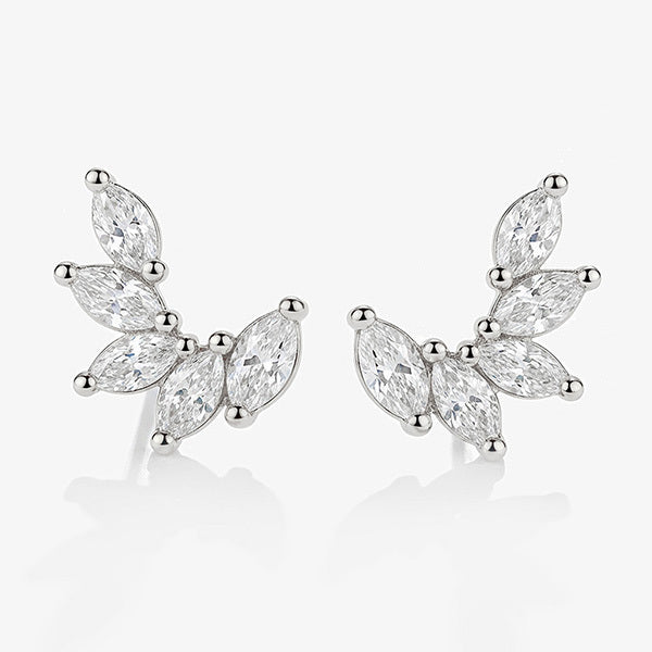 MUCHV curved marquise stone stud earrings in sterling silver (British brand)