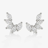 MUCHV curved marquise stone stud earrings in sterling silver (British brand)