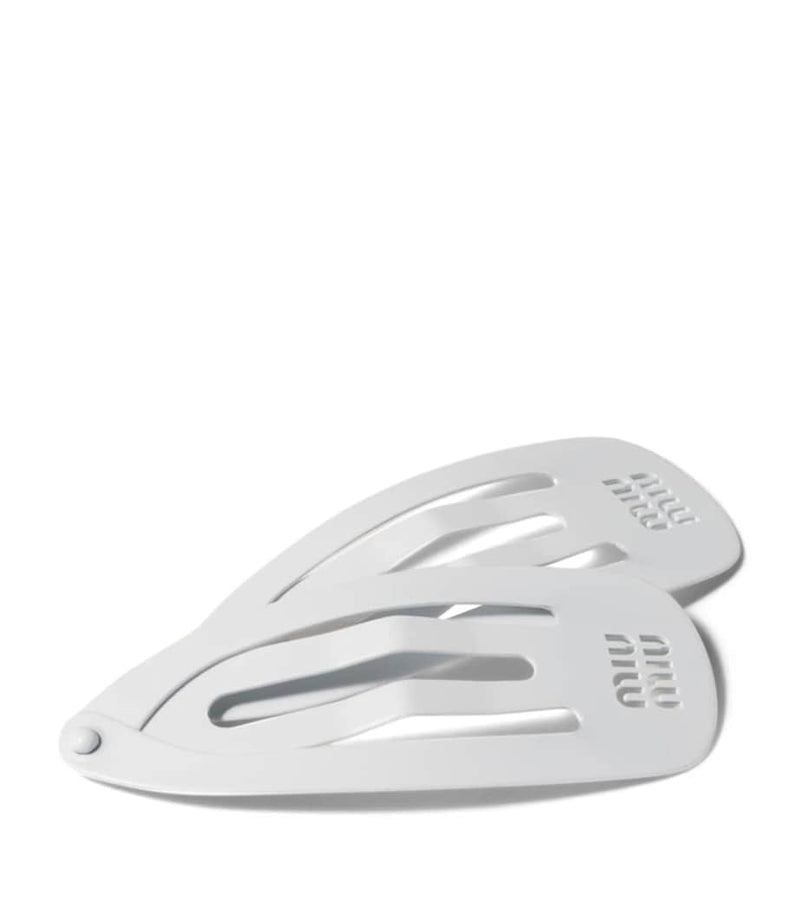 Miu Miu metal logo hair clips set of 2 - British product