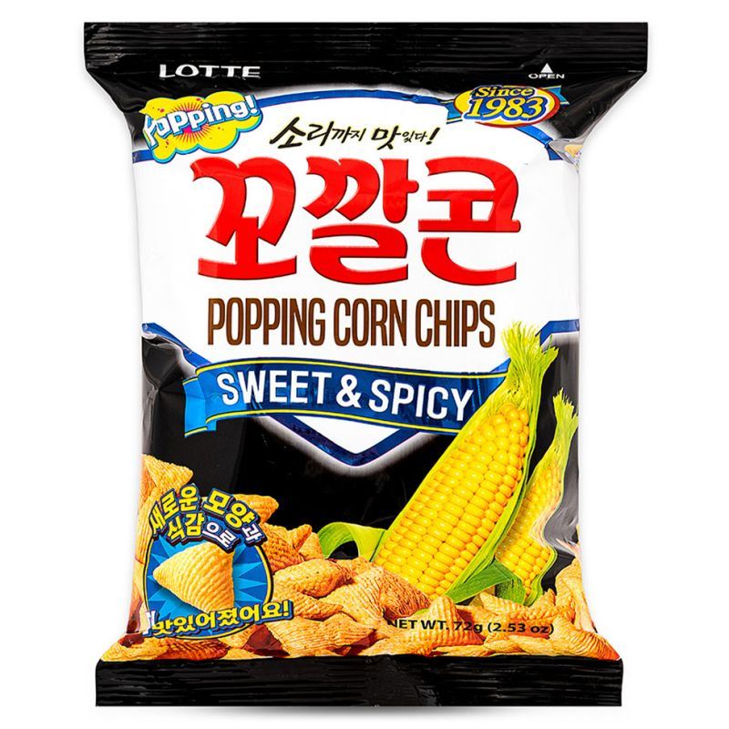 Lotte Kok Kal Cone sweet and spicy popping corn snack - British product