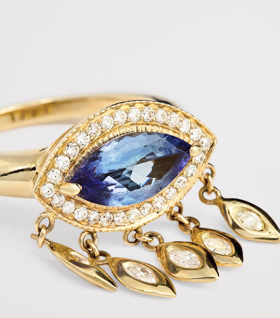 Jacquie Aiche gold diamond tanzanite evil eye ring - British product