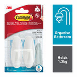 Command Designer Hook with Bath Strips Medium 17081B 2 Hooks + 4 Strips DIY ASDA   