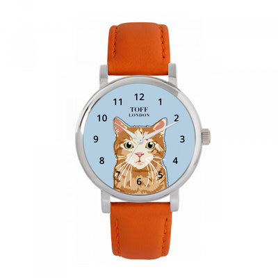 Superdrug Toff London Blue Ladies Ginger Tabby Cat Watch 38mm- Buy online at McGrocer