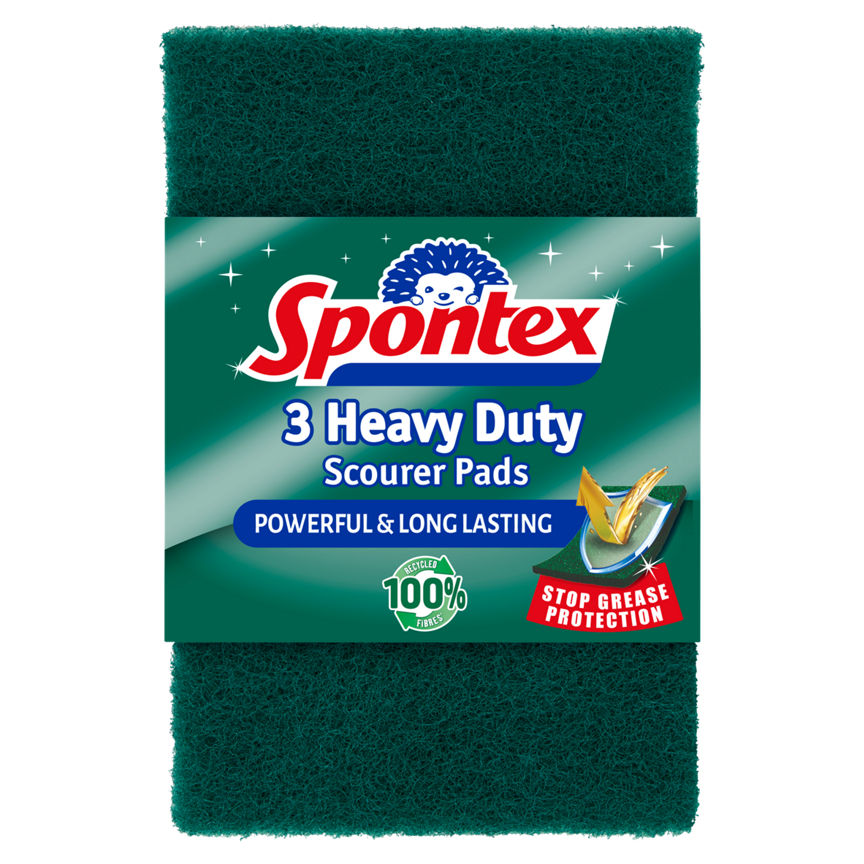 Spontex 3 Heavy Duty Scourer Pads Accessories & Cleaning ASDA   