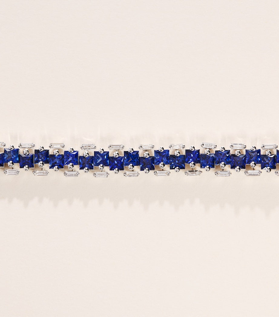 Suzanne Kalan white gold diamond blue sapphire bracelet - British product