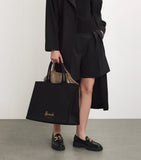 Harrods large cotton logo tote bag with magnetic fastening, UK version