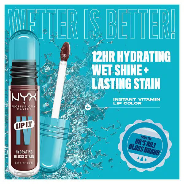 NYX Lip IV Gloss Stain Mocha Me Wet 5ml imported from UK
