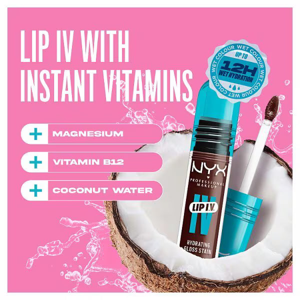 NYX Lip IV Gloss Stain Mocha Me Wet 5ml imported from UK