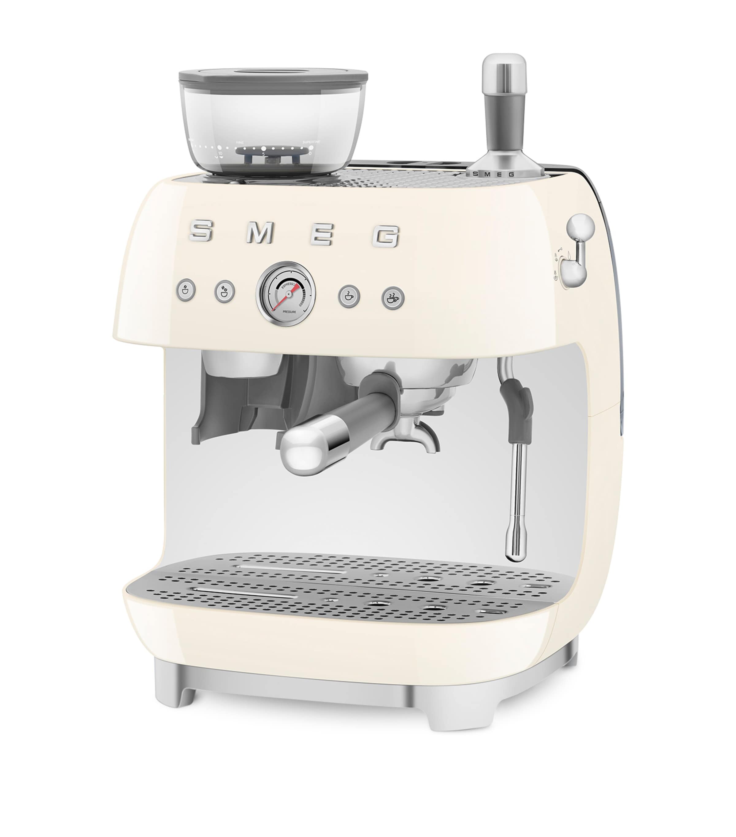 Smeg espresso coffee machine with grinder, retro design - British product