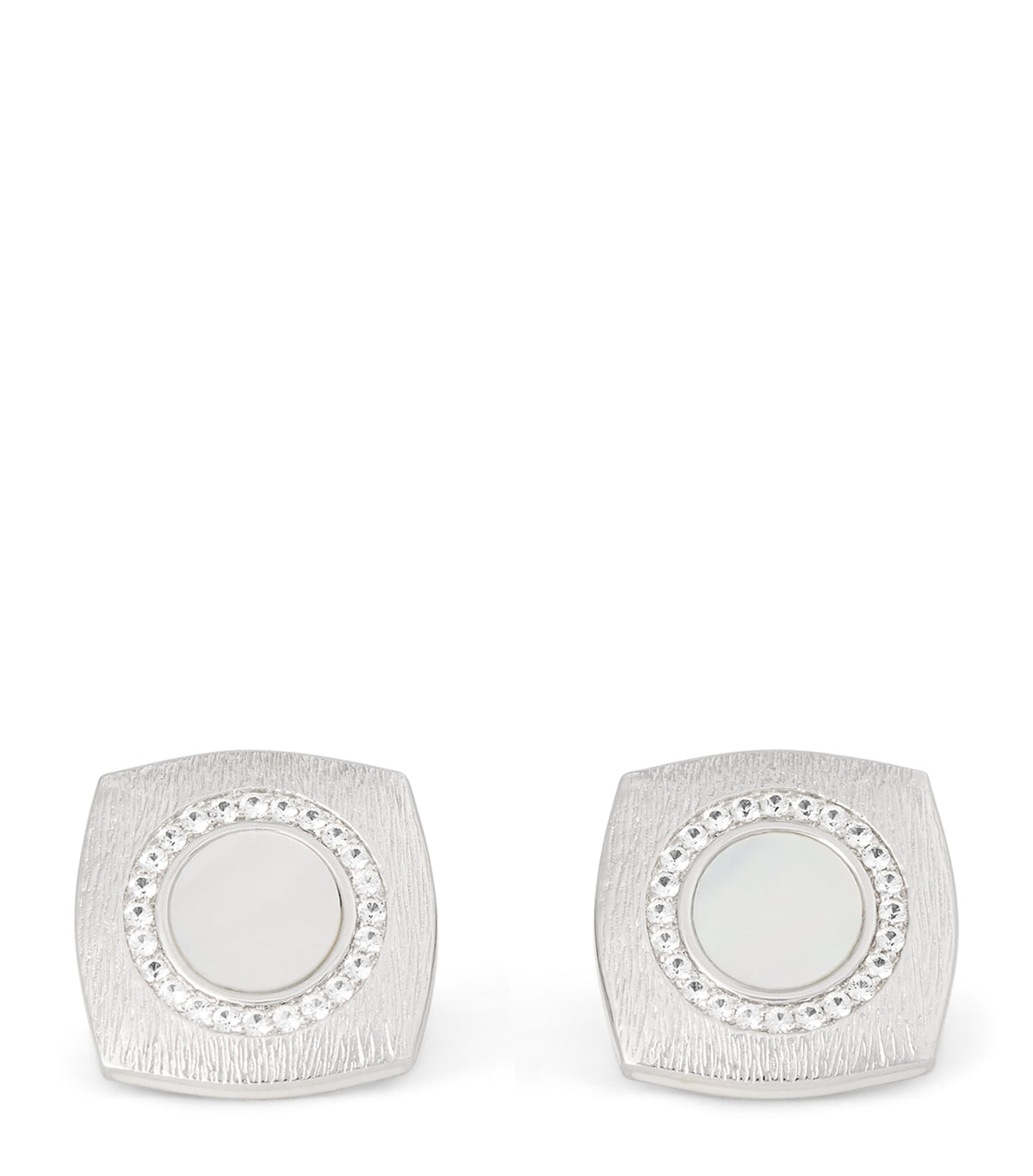 Tateossian Sterling Silver and Sapphire Graffiato Cufflinks (British brand)
