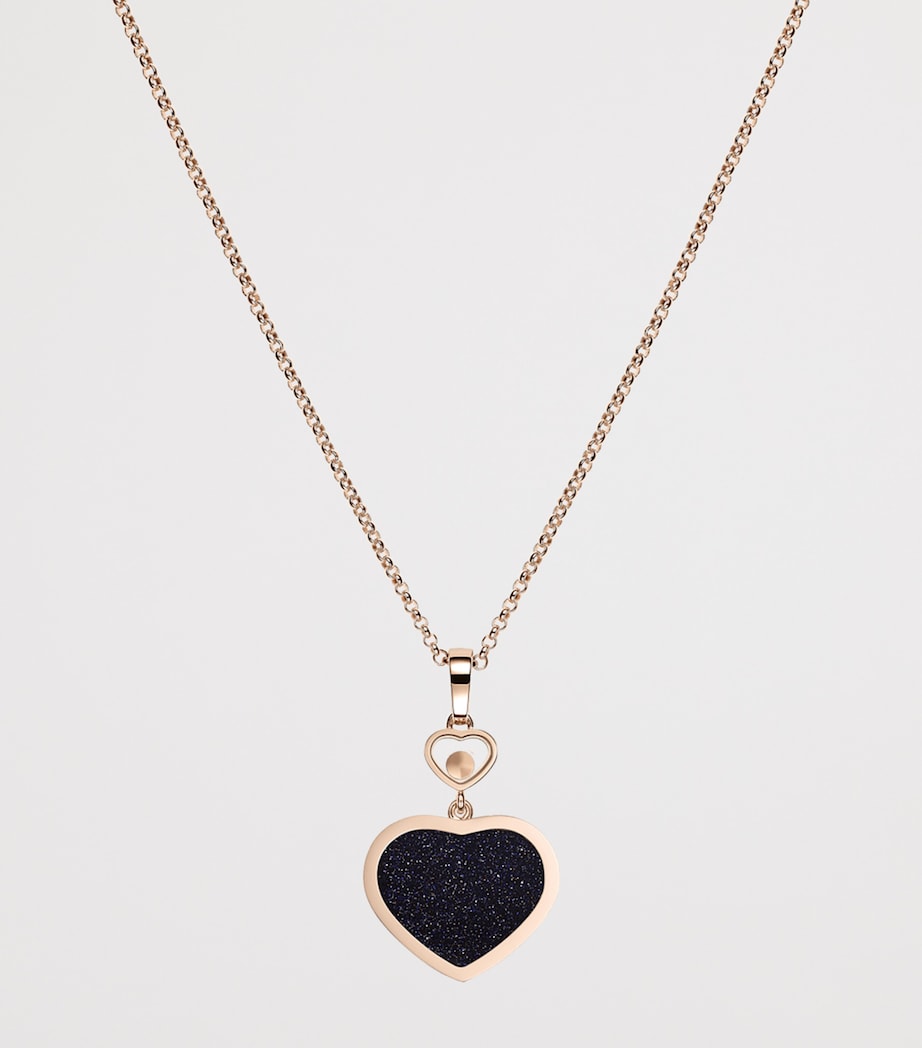 Chopard rose gold Happy Hearts pendant necklace with diamonds and aventurine (British brand)