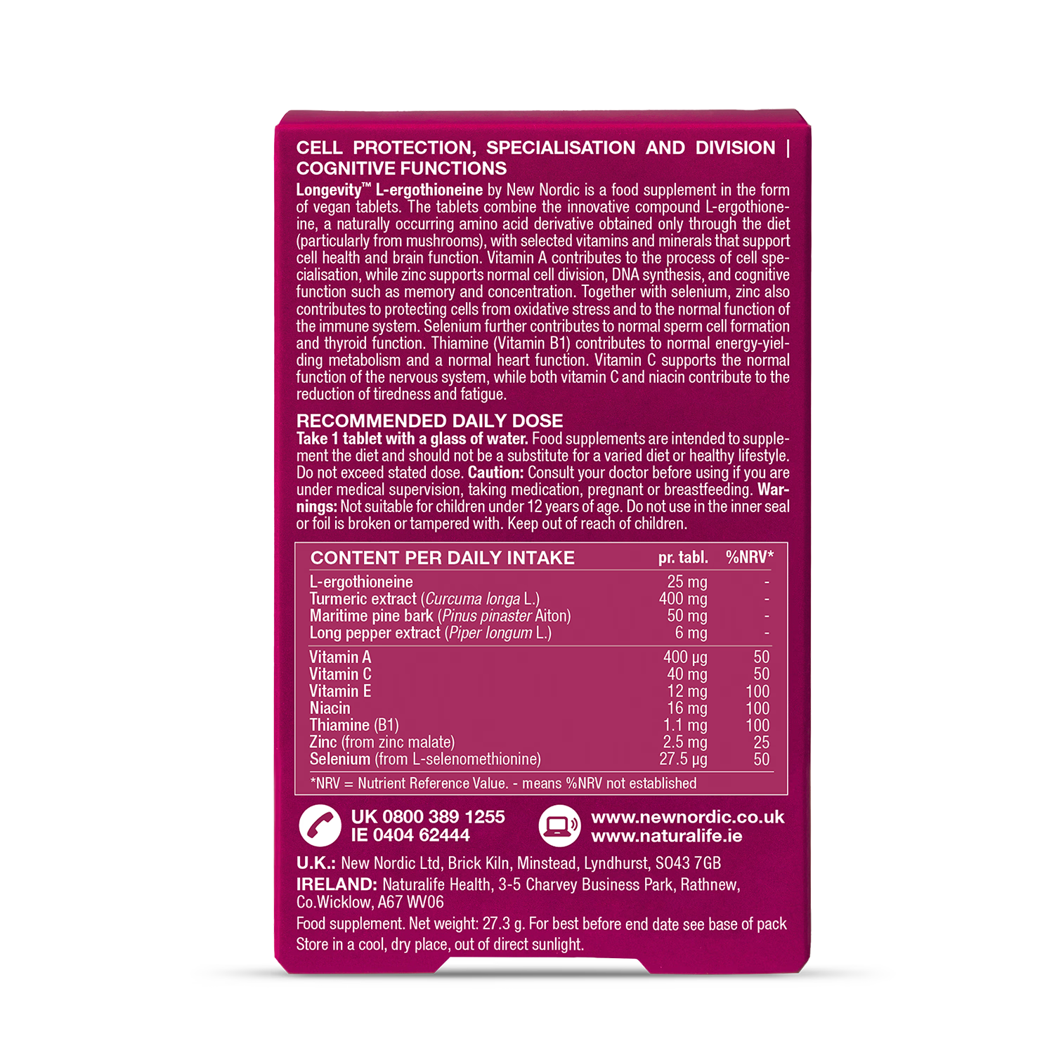 New Nordic Longevity Brain Function 30 Tablets, UK version