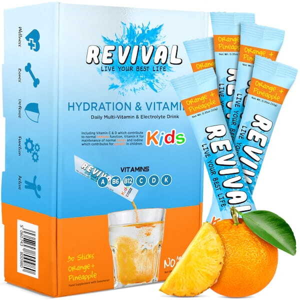Revival kids multivitamin drink orange pineapple 30 pack UK version