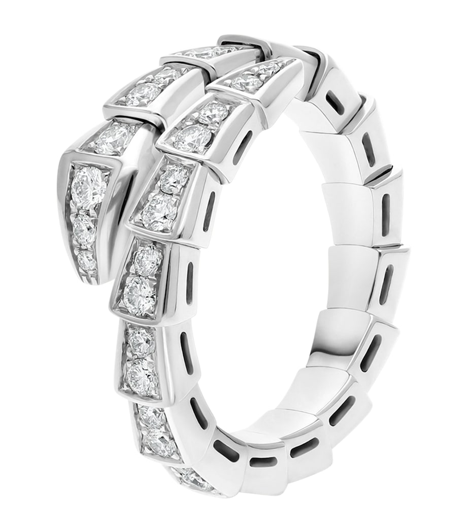 Bvlgari white gold and pavé diamond snake-scale ring - British product