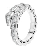 Bvlgari white gold and pavé diamond snake-scale ring - British product