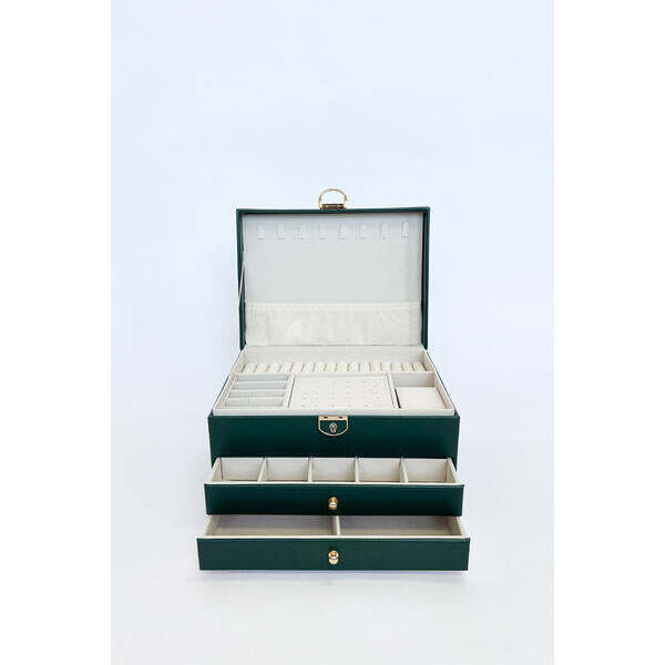 Green vanity jewellery storage box 23x17x13.5 cm (British brand)