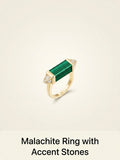 Cartier 18ct yellow gold cocktail ring 0.33ct diamond malachite - British product