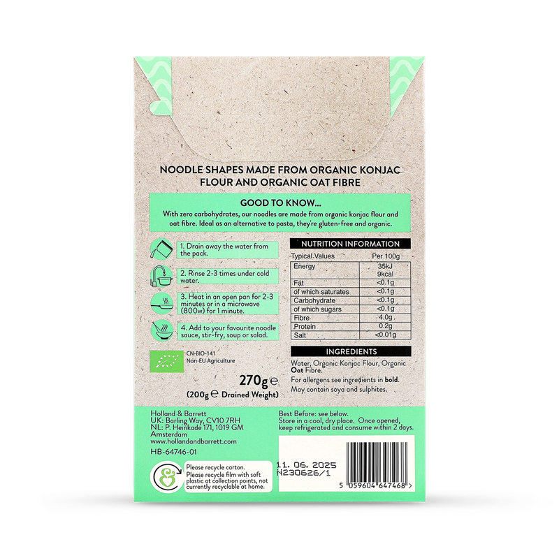 Holland & Barrett zero carb noodles 270g, UK version