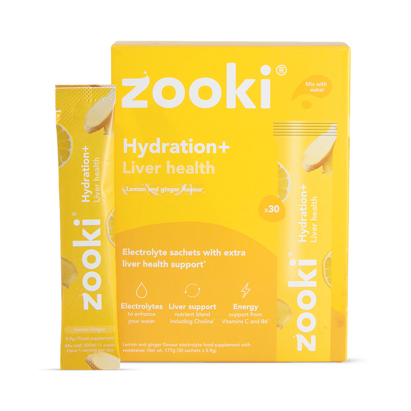 Zooki Hydration+ Liver Health Lemon Ginger 30 Sachets (British brand)