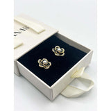 SVNX Black Flower Pearl earrings with gold plating (British brand)