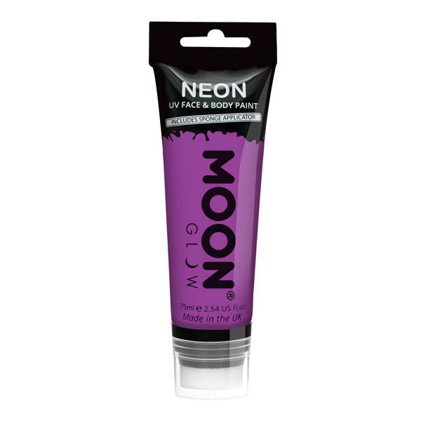 Moon Glow Neon UV Face Paint Purple 75ml, imported from the UK