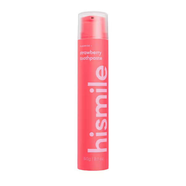 Hismile strawberry flavoured toothpaste tube for oral care, UK version
