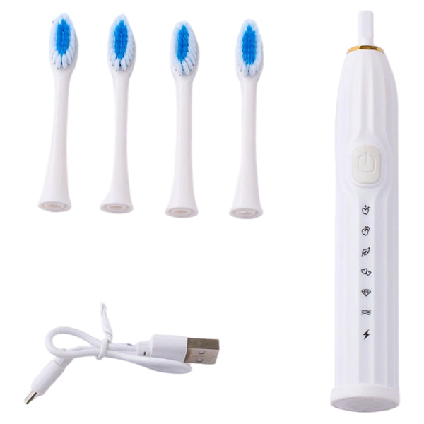 Livingandhome electric toothbrush with 4 brush heads white, imported from the UK