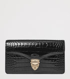 Aspinal of London Mayfair croc-embossed leather clutch bag - British product