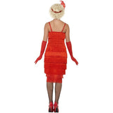 Smiffys Flapper Costume, Red, with Long Dress