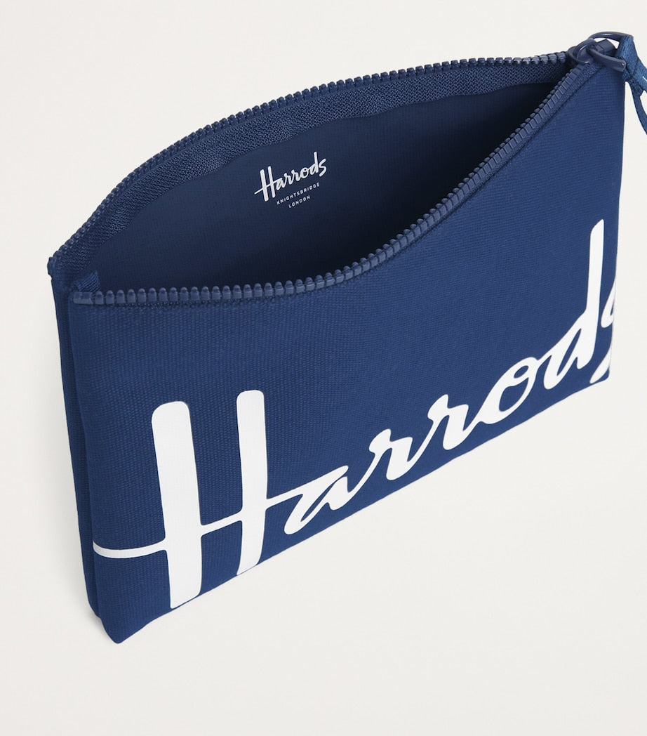 Harrods medium cotton logo pouch, UK version